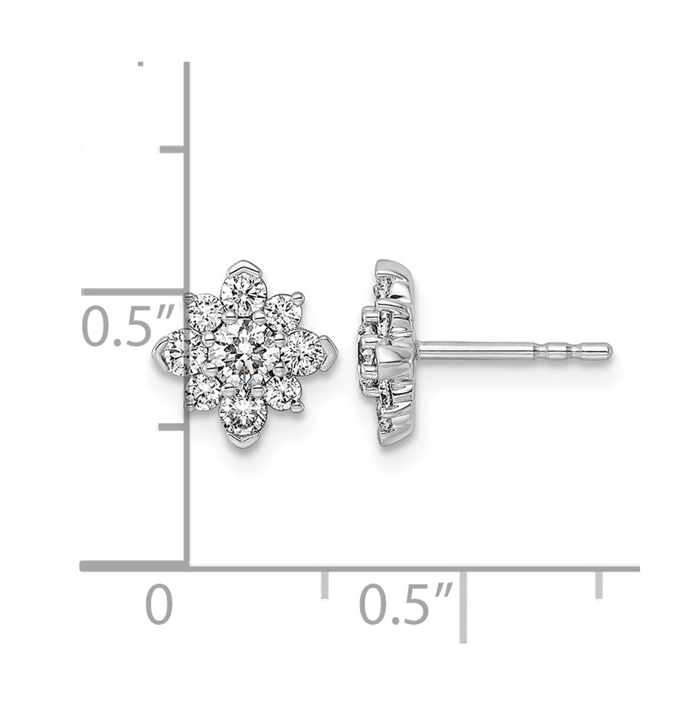 14K White Gold Lab Grown Diamond VS+ F+ Post Floral Complete Earrings – Elegant Jewelry Gift for Birthday, Anniversary, Engagement, Wedding