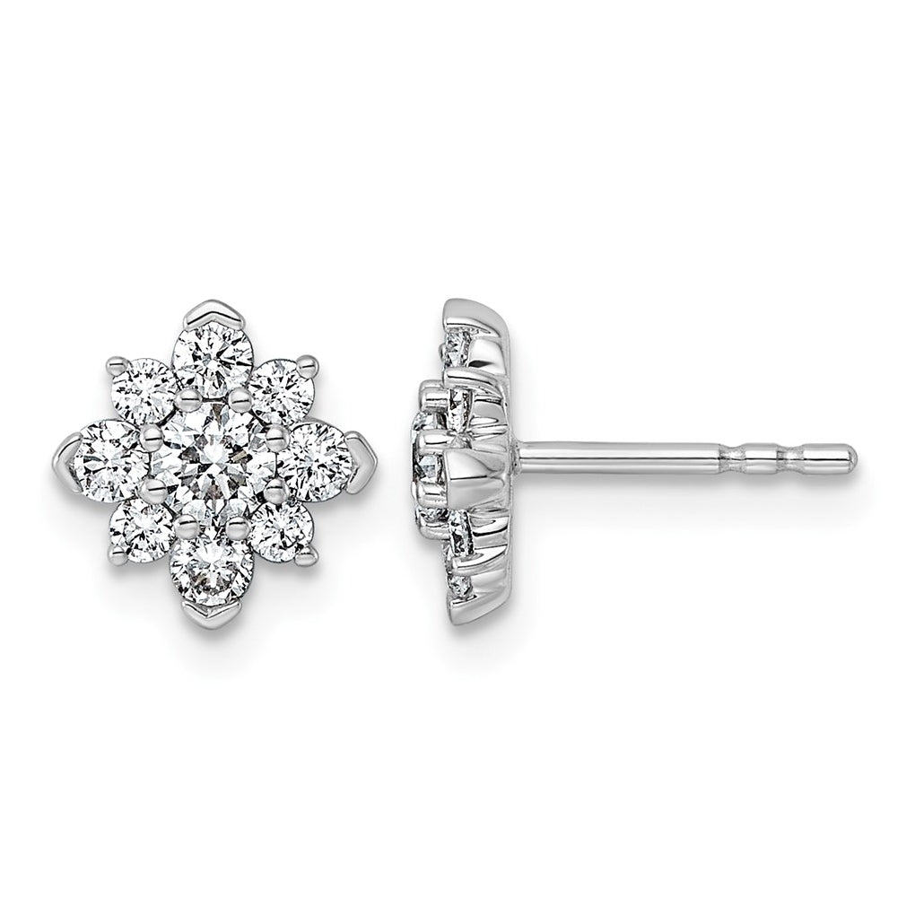 14K White Gold Lab Grown Diamond VS+ F+ Post Floral Complete Earrings – Elegant Jewelry Gift for Birthday, Anniversary, Engagement, Wedding