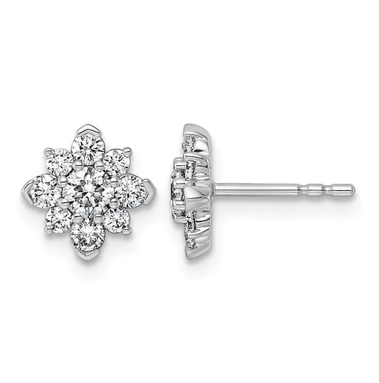 14K White Gold Lab Grown Diamond VS+ F+ Post Floral Complete Earrings – Elegant Jewelry Gift for Birthday, Anniversary, Engagement, Wedding