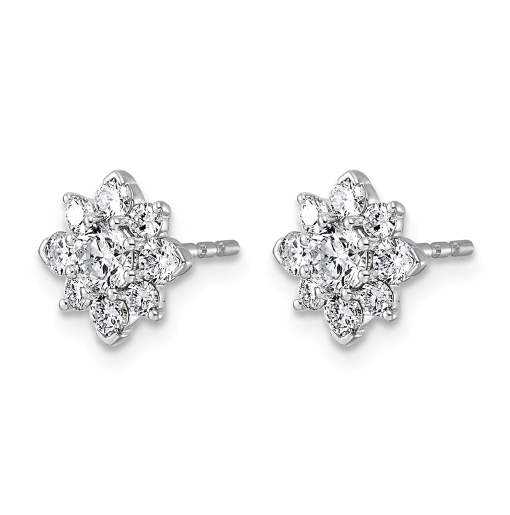 14K White Gold Lab Grown Diamond VS+ F+ Post Floral Complete Earrings – Elegant Jewelry Gift for Birthday, Anniversary, Engagement, Wedding