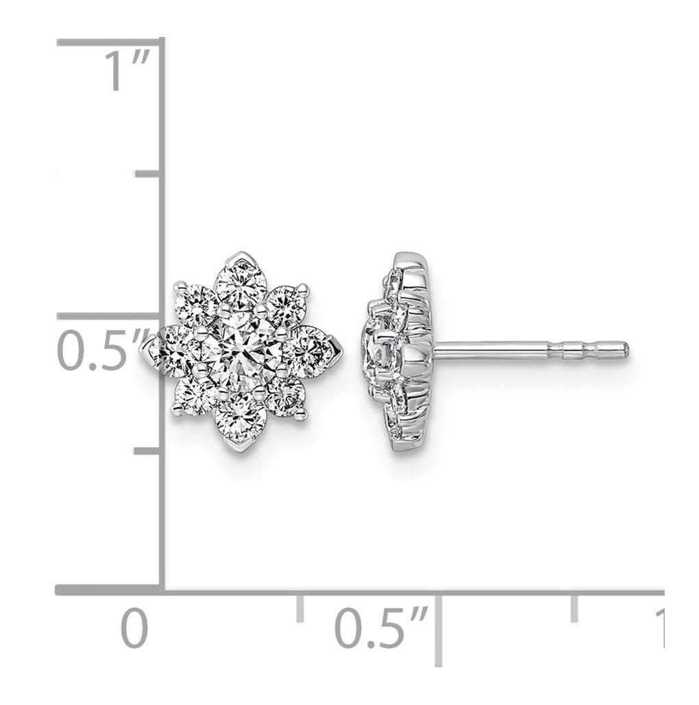 14K White Gold Lab Grown Diamond VS+ F+ Post Floral Complete Earrings – Elegant Jewelry Gift for Birthday, Anniversary, Engagement, Wedding