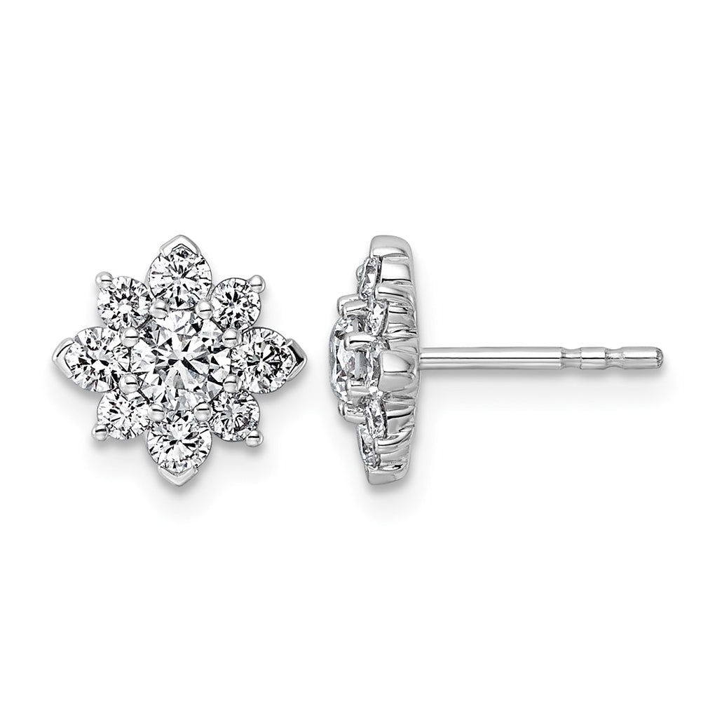 14K White Gold Lab Grown Diamond VS+ F+ Post Floral Complete Earrings – Elegant Jewelry Gift for Birthday, Anniversary, Engagement, Wedding