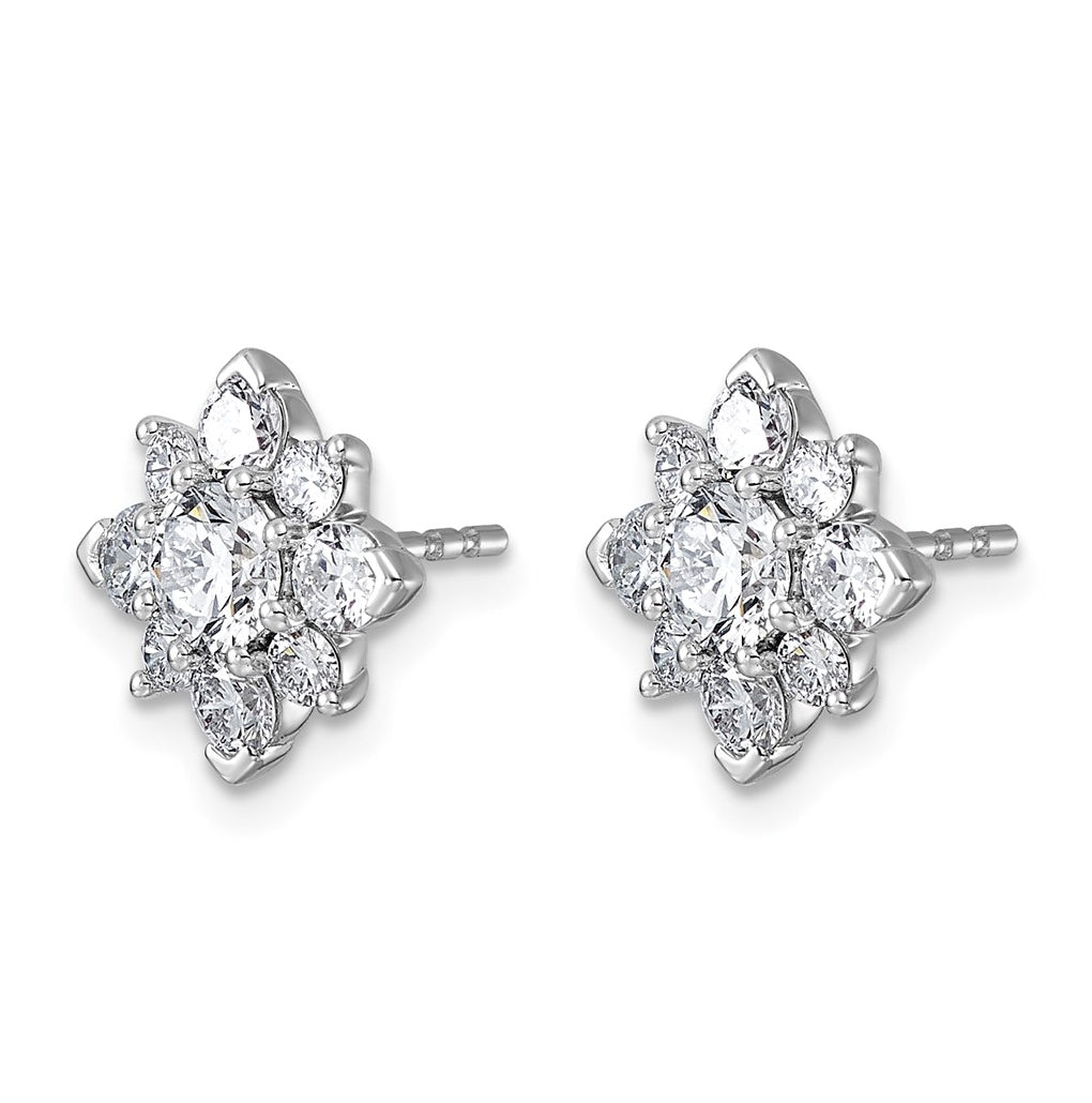 14K White Gold Lab Grown Diamond VS+ F+ Post Floral Complete Earrings – Elegant Jewelry Gift for Birthday, Anniversary, Engagement, Wedding