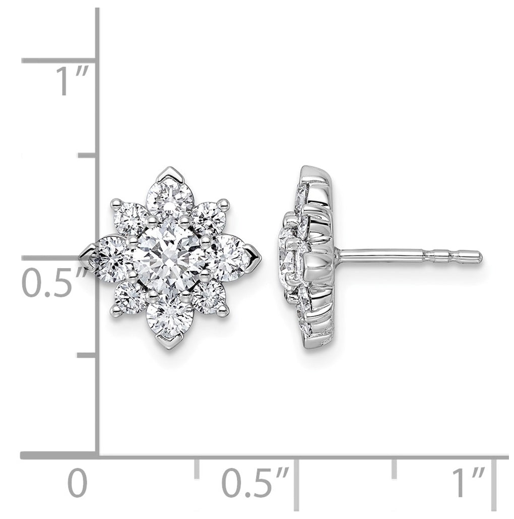 14K White Gold Lab Grown Diamond VS+ F+ Post Floral Complete Earrings – Elegant Jewelry Gift for Birthday, Anniversary, Engagement, Wedding