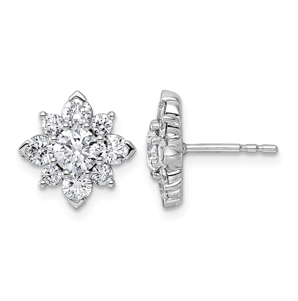 14K White Gold Lab Grown Diamond VS+ F+ Post Floral Complete Earrings – Elegant Jewelry Gift for Birthday, Anniversary, Engagement, Wedding