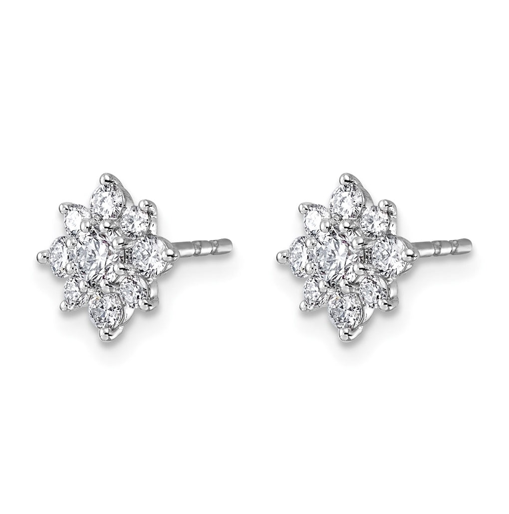 14K White Gold Lab Grown Dia VS+ F+ Post Floral Complete Earrings – Elegant Jewelry Gift for Birthday, Anniversary, Engagement, Wedding