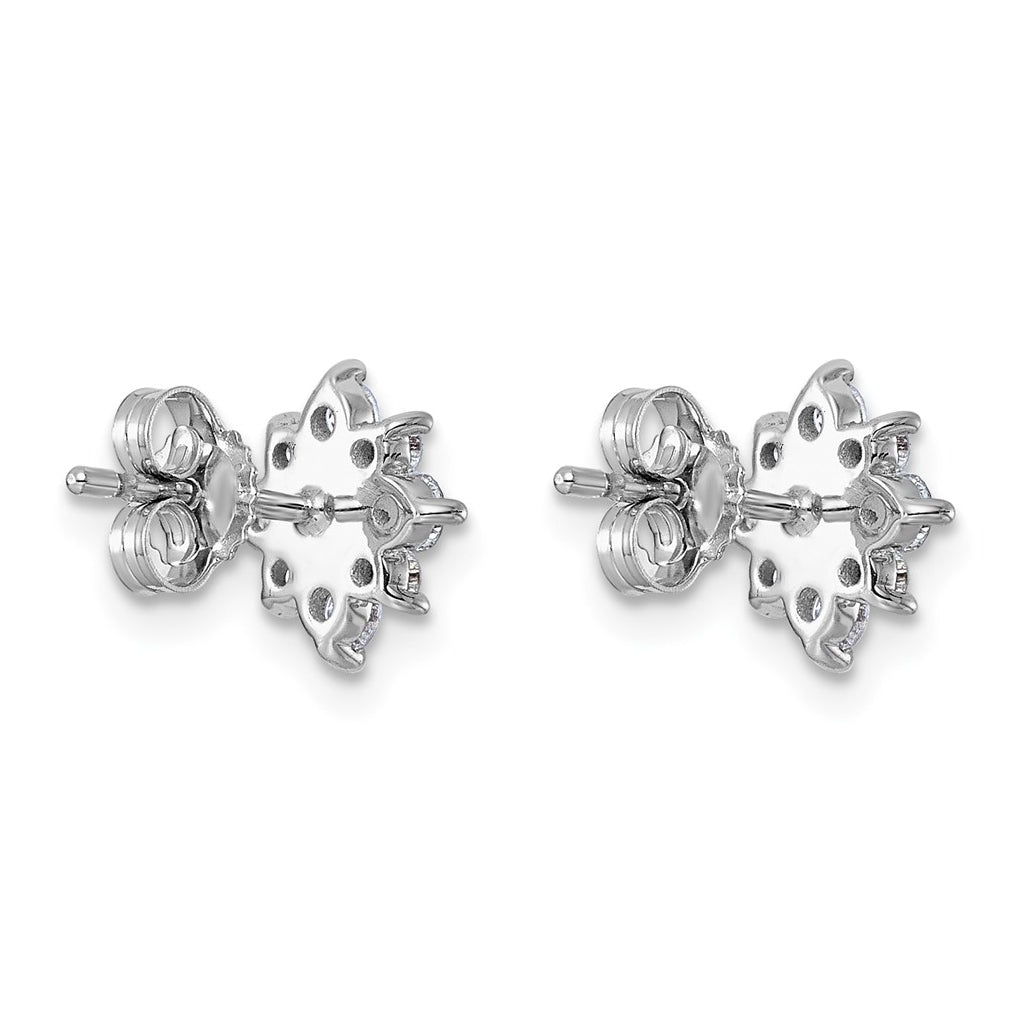 14K White Gold Lab Grown Dia VS+ F+ Post Floral Complete Earrings – Elegant Jewelry Gift for Birthday, Anniversary, Engagement, Wedding