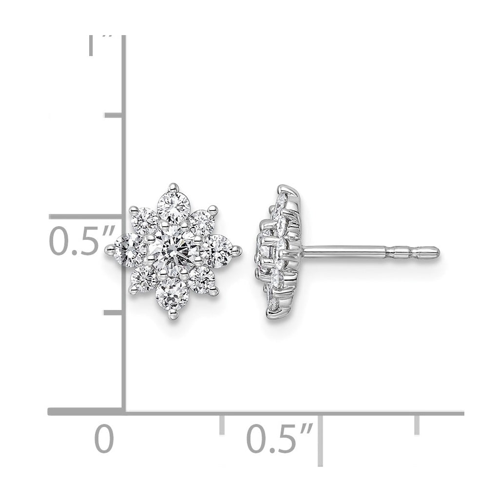 14K White Gold Lab Grown Dia VS+ F+ Post Floral Complete Earrings – Elegant Jewelry Gift for Birthday, Anniversary, Engagement, Wedding