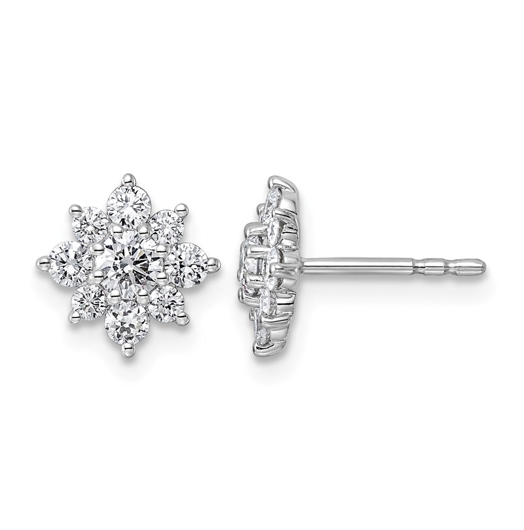 14K White Gold Lab Grown Dia VS+ F+ Post Floral Complete Earrings – Elegant Jewelry Gift for Birthday, Anniversary, Engagement, Wedding
