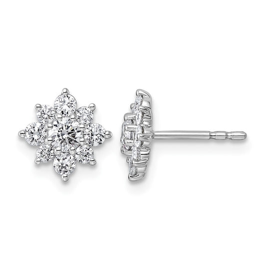 14K White Gold Lab Grown Dia VS+ F+ Post Floral Complete Earrings – Elegant Jewelry Gift for Birthday, Anniversary, Engagement, Wedding