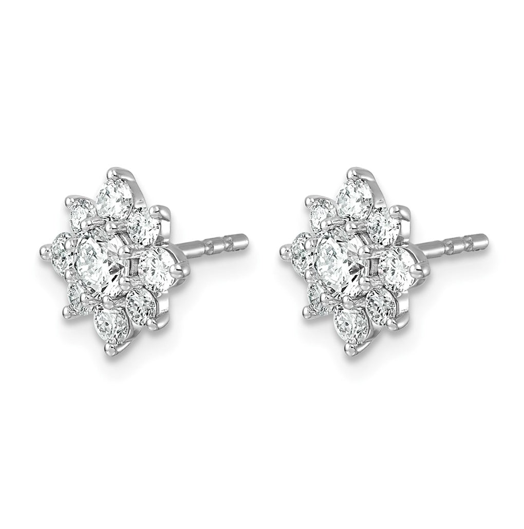 14K White Gold Lab Grown Dia VS+ F+ Post Floral Complete Earrings – Elegant Jewelry Gift for Birthday, Anniversary, Engagement, Wedding