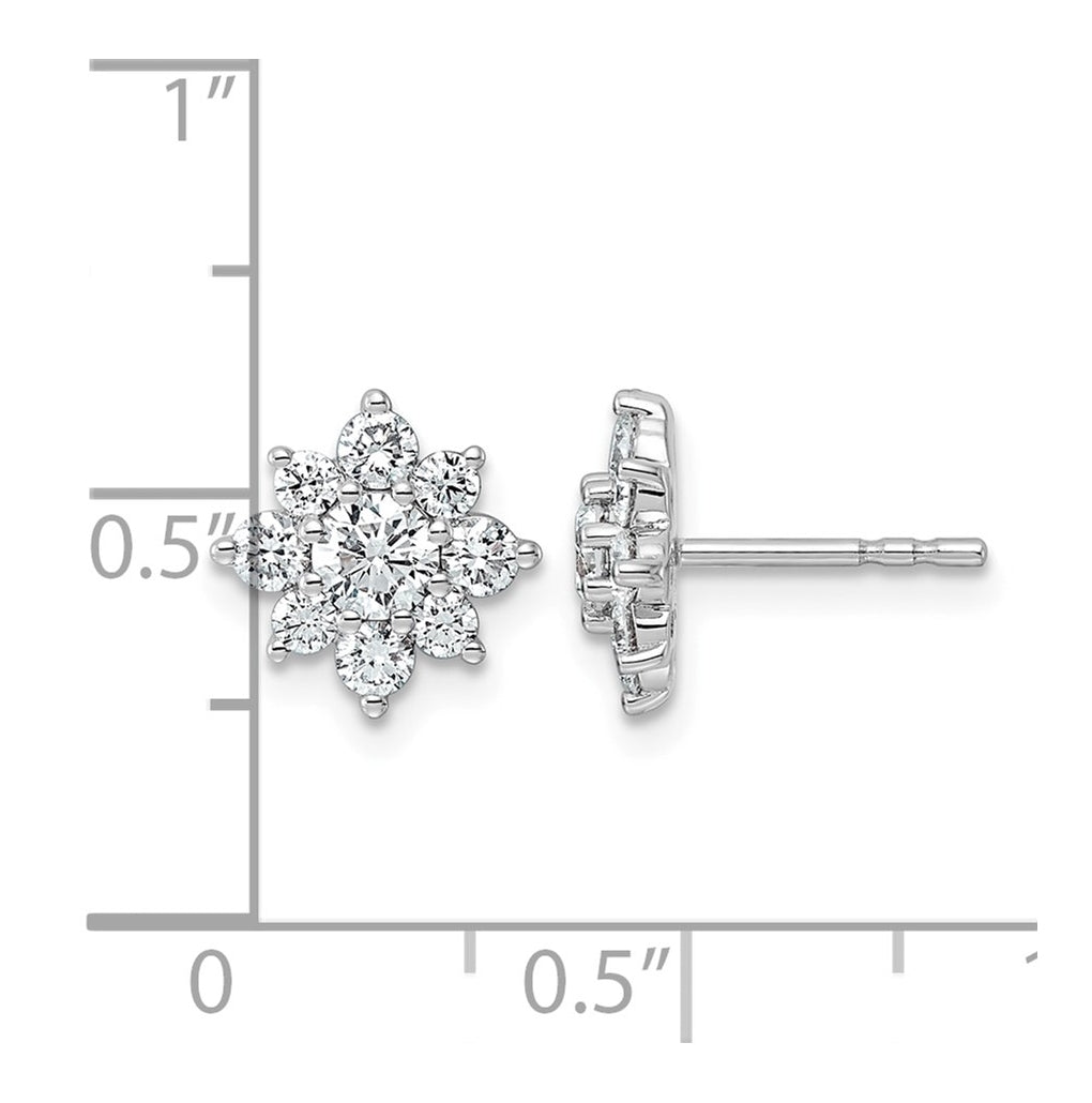 14K White Gold Lab Grown Dia VS+ F+ Post Floral Complete Earrings – Elegant Jewelry Gift for Birthday, Anniversary, Engagement, Wedding