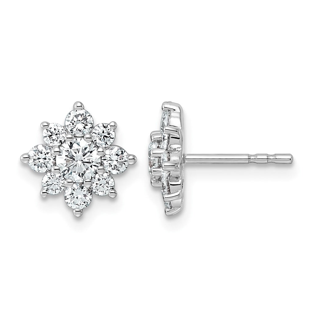 14K White Gold Lab Grown Dia VS+ F+ Post Floral Complete Earrings – Elegant Jewelry Gift for Birthday, Anniversary, Engagement, Wedding