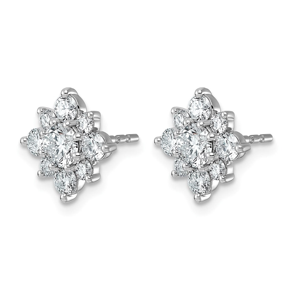 14K White Gold Lab Grown Dia VS+ F+ Post Floral Complete Earrings – Elegant Jewelry Gift for Birthday, Anniversary, Engagement, Wedding
