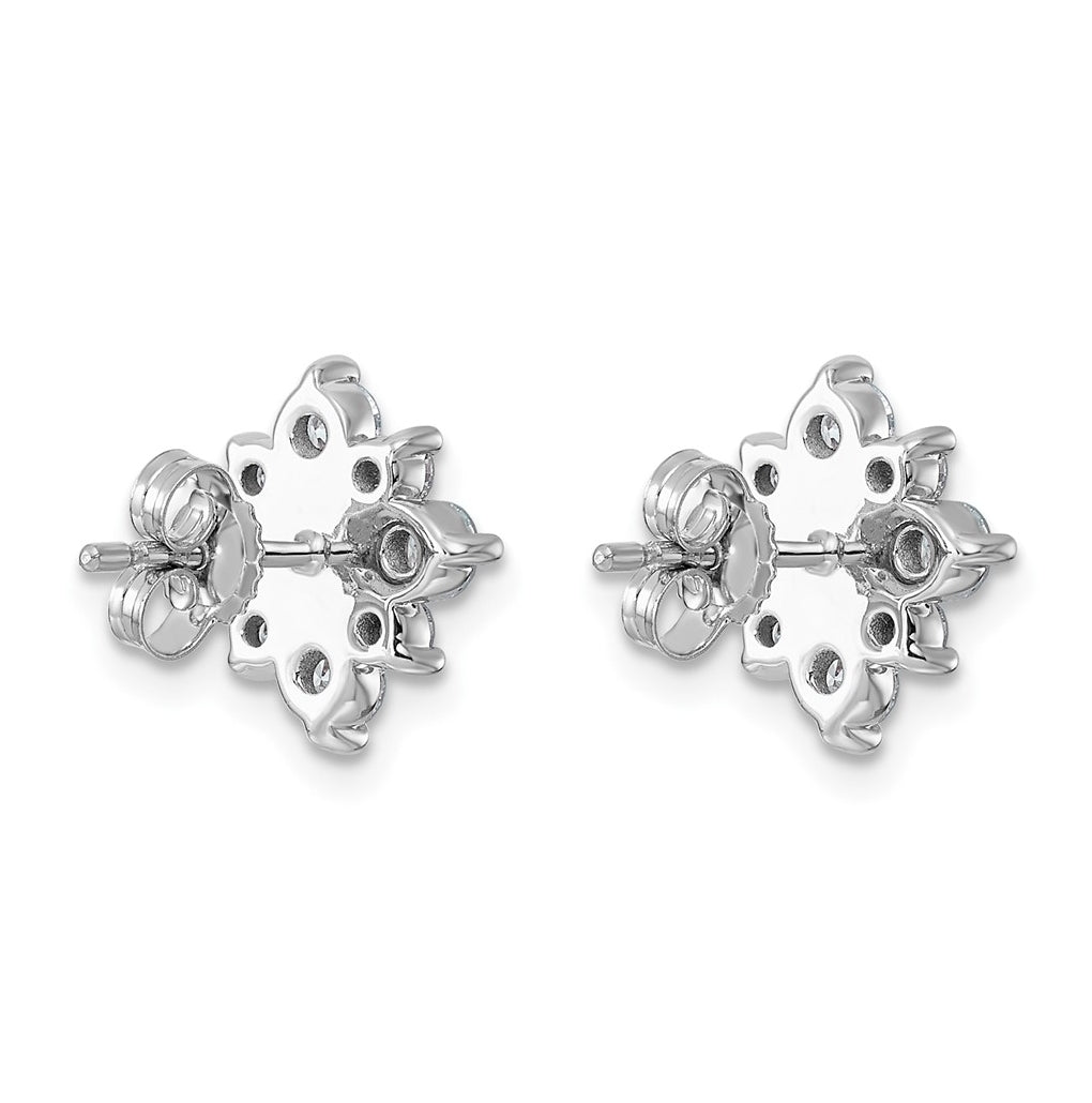 14K White Gold Lab Grown Dia VS+ F+ Post Floral Complete Earrings – Elegant Jewelry Gift for Birthday, Anniversary, Engagement, Wedding