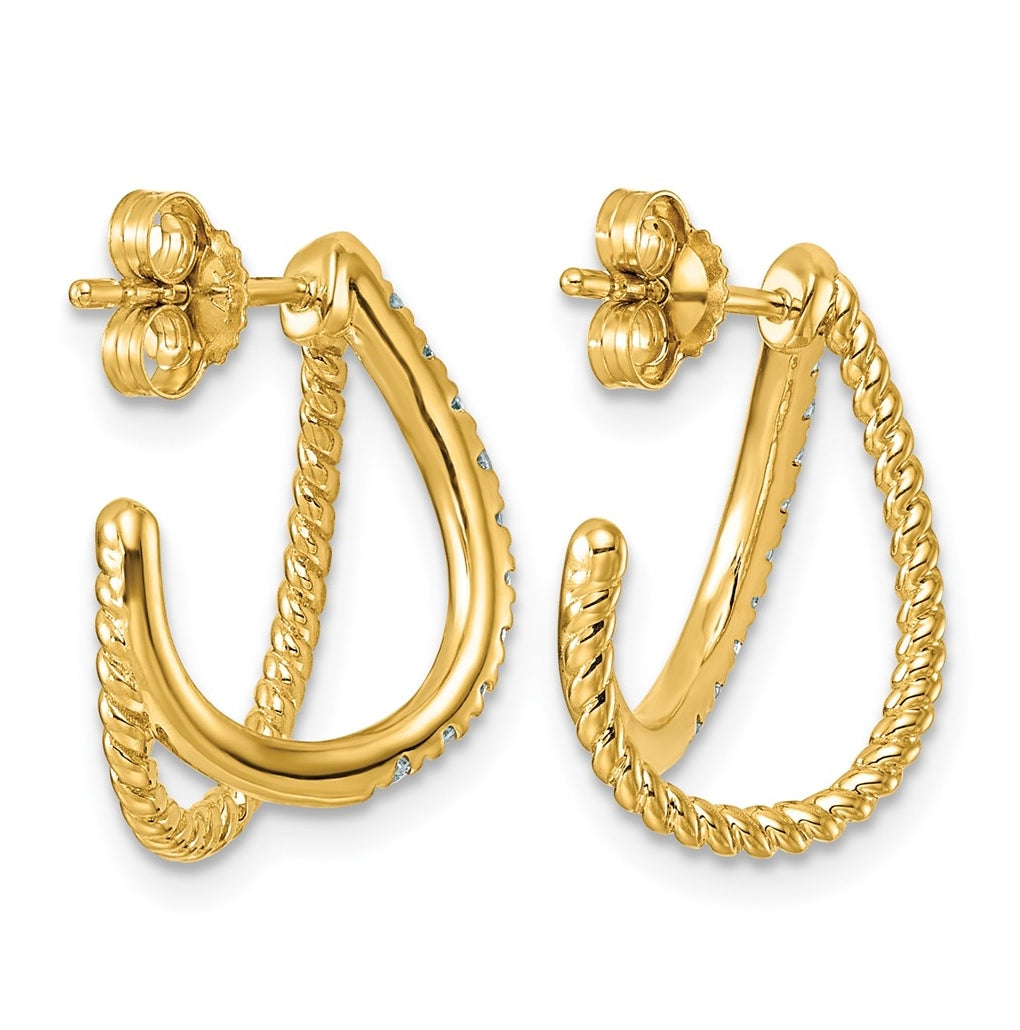 14K Yellow Gold 1/3ct Lab Grown Diamond VS+ F+ Post Fashion J-Hoop Comp Earrings – Elegant Jewelry Gift for Birthday, Anniversary, Engagement, Wedding