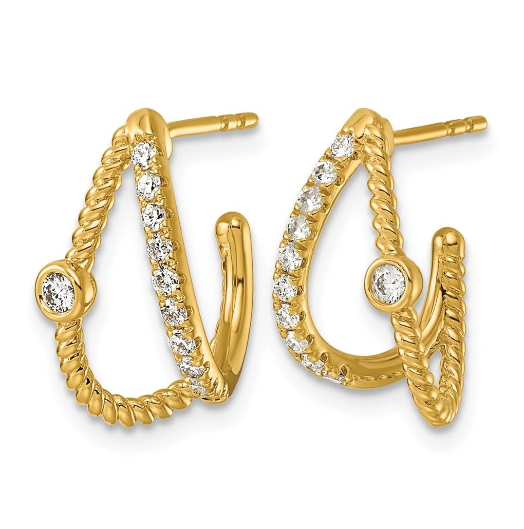 14K Yellow Gold 3/8ct Lab Grown Diamond VS+ F+ Post Fashion J-Hoop Comp Earrings – Elegant Jewelry Gift for Birthday, Anniversary, Engagement, Wedding