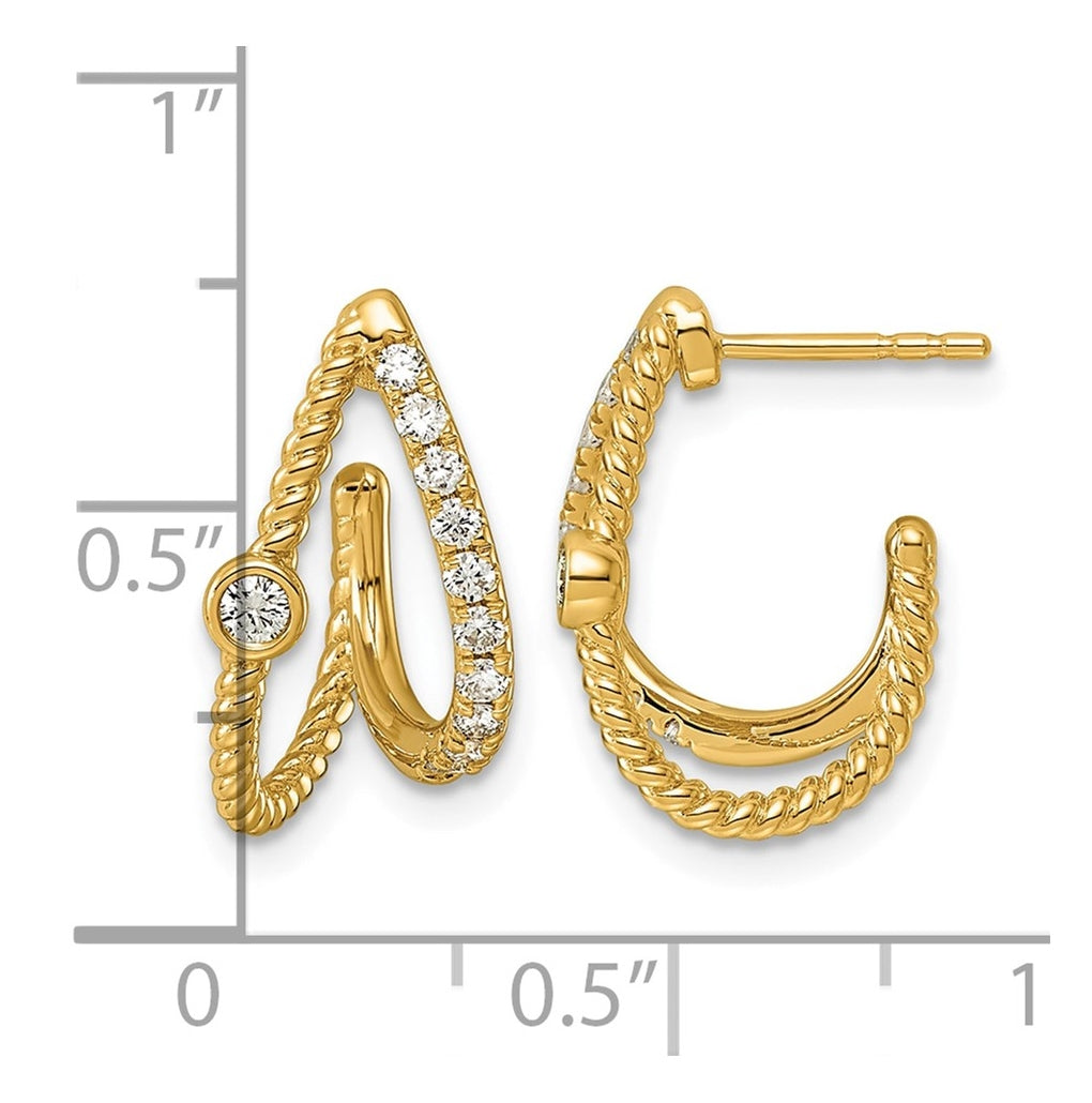14K Yellow Gold 3/8ct Lab Grown Diamond VS+ F+ Post Fashion J-Hoop Comp Earrings – Elegant Jewelry Gift for Birthday, Anniversary, Engagement, Wedding
