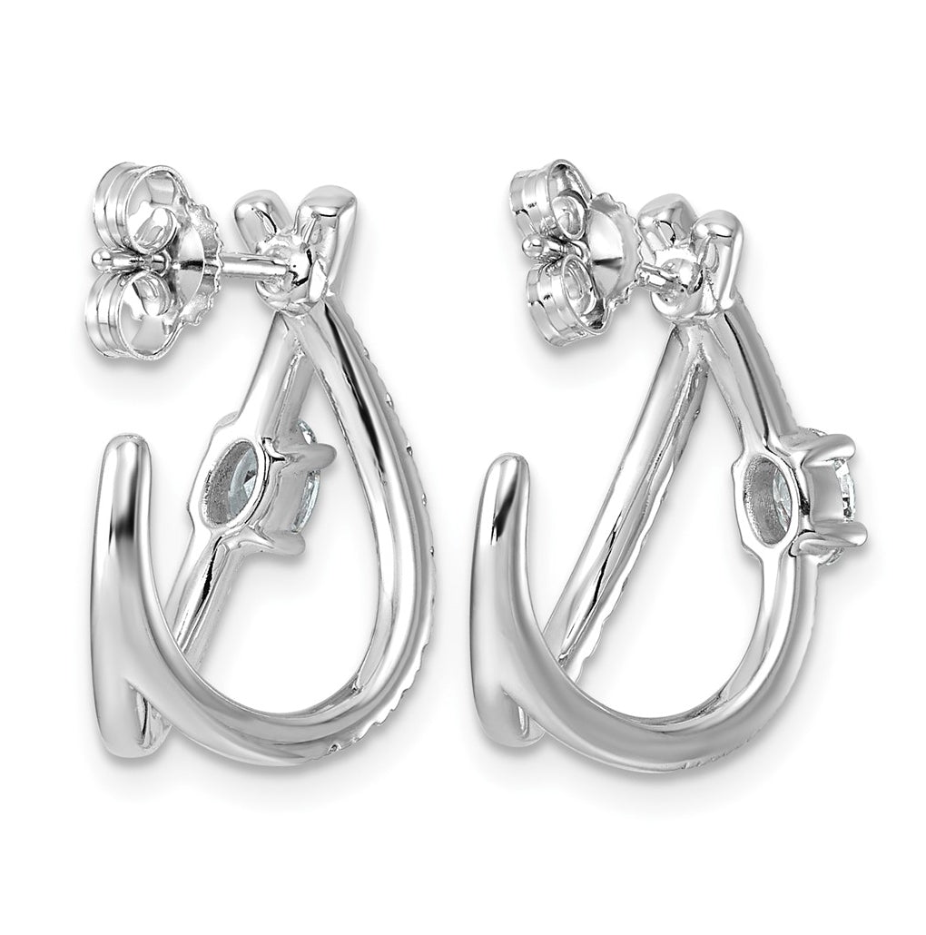14K White Gold 5/8 ct Lab Grown Diamond VS+ F+ Post Fashion J-Hoop Comp Earrings – Elegant Jewelry Gift for Birthday, Anniversary, Engagement, Wedding