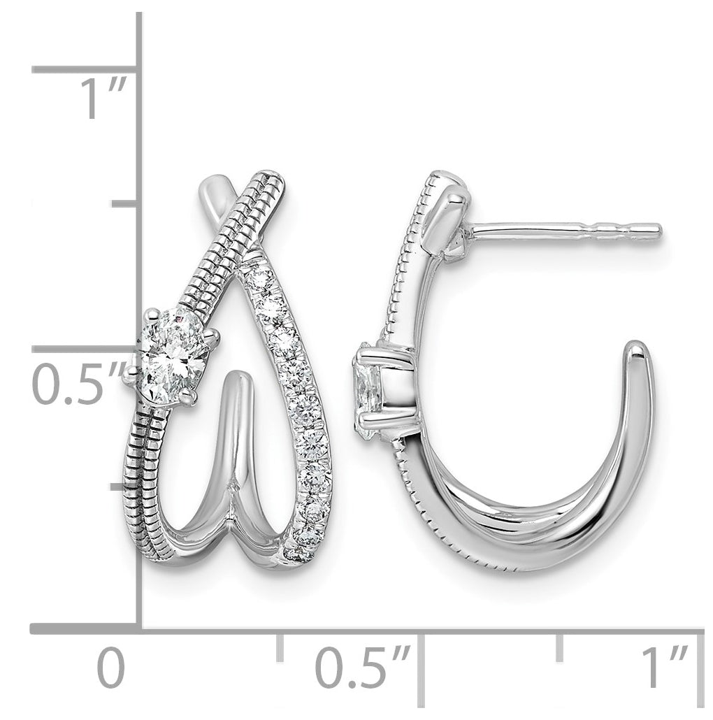 14K White Gold 5/8 ct Lab Grown Diamond VS+ F+ Post Fashion J-Hoop Comp Earrings – Elegant Jewelry Gift for Birthday, Anniversary, Engagement, Wedding