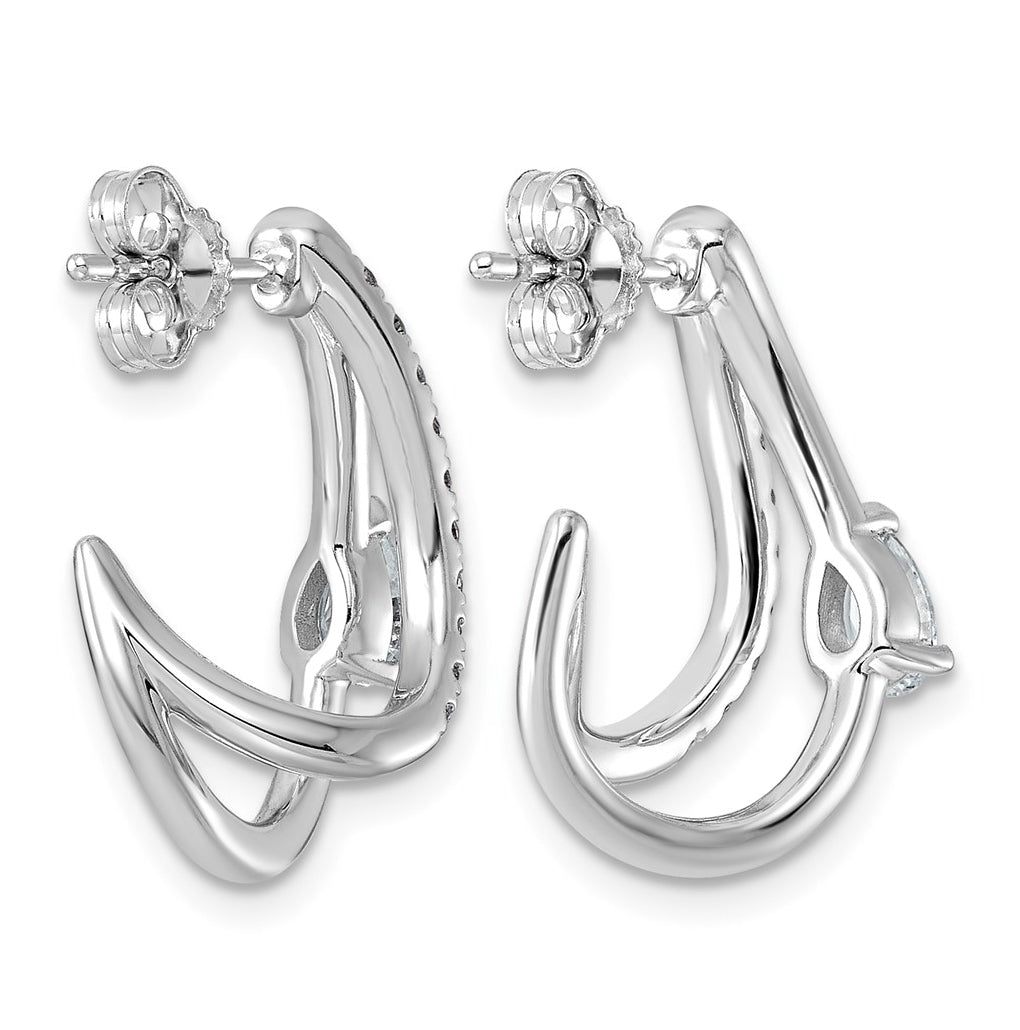 14K White Gold 3/4ct Lab Grown Diamond VS+ F+ Post Fashion J-Hoop Comp Earrings – Elegant Jewelry Gift for Birthday, Anniversary, Engagement, Wedding