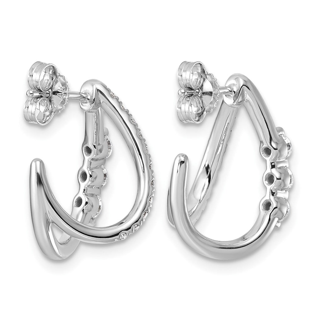 14K White Gold 5/8ct Lab Grown Diamond VS+ F+ Post Fashion J-Hoop Comp Earrings – Elegant Jewelry Gift for Birthday, Anniversary, Engagement, Wedding
