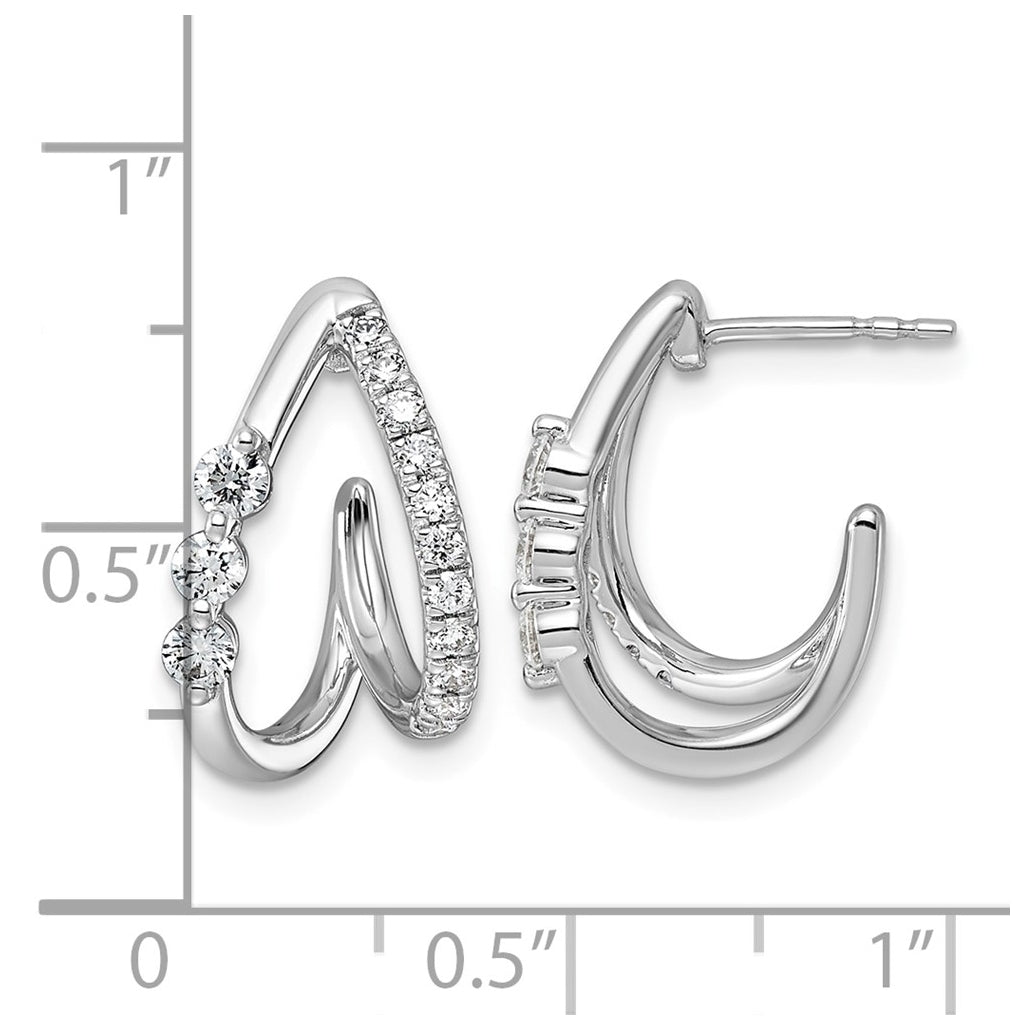 14K White Gold 5/8ct Lab Grown Diamond VS+ F+ Post Fashion J-Hoop Comp Earrings – Elegant Jewelry Gift for Birthday, Anniversary, Engagement, Wedding