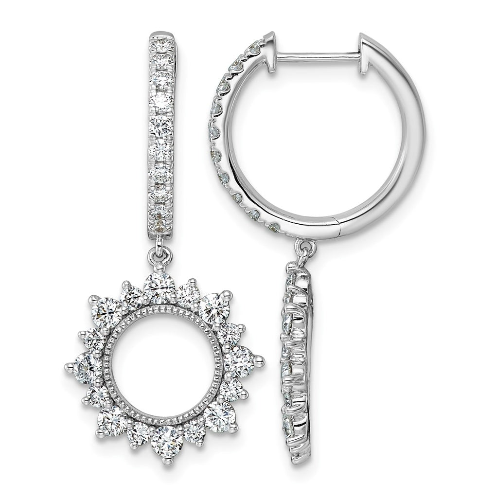 14K White Gold 1.5ct Lab Grown Diamond VS+ F+ Dangle Complete Hoop Earrings – Elegant Jewelry Gift for Birthday, Anniversary, Engagement, Wedding