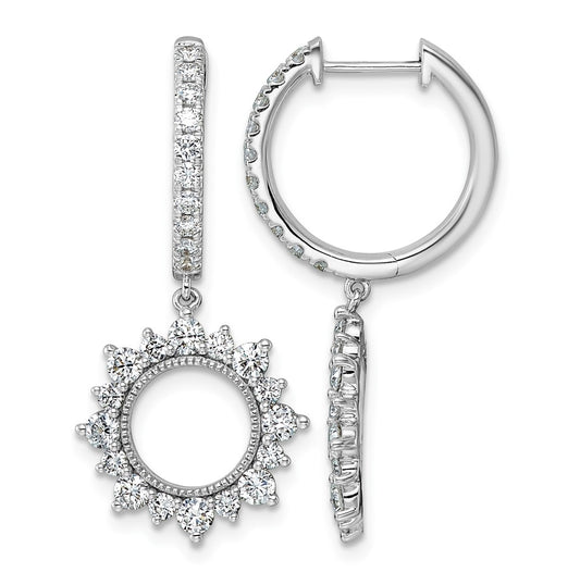 14K White Gold 1.5ct Lab Grown Diamond VS+ F+ Dangle Complete Hoop Earrings – Elegant Jewelry Gift for Birthday, Anniversary, Engagement, Wedding
