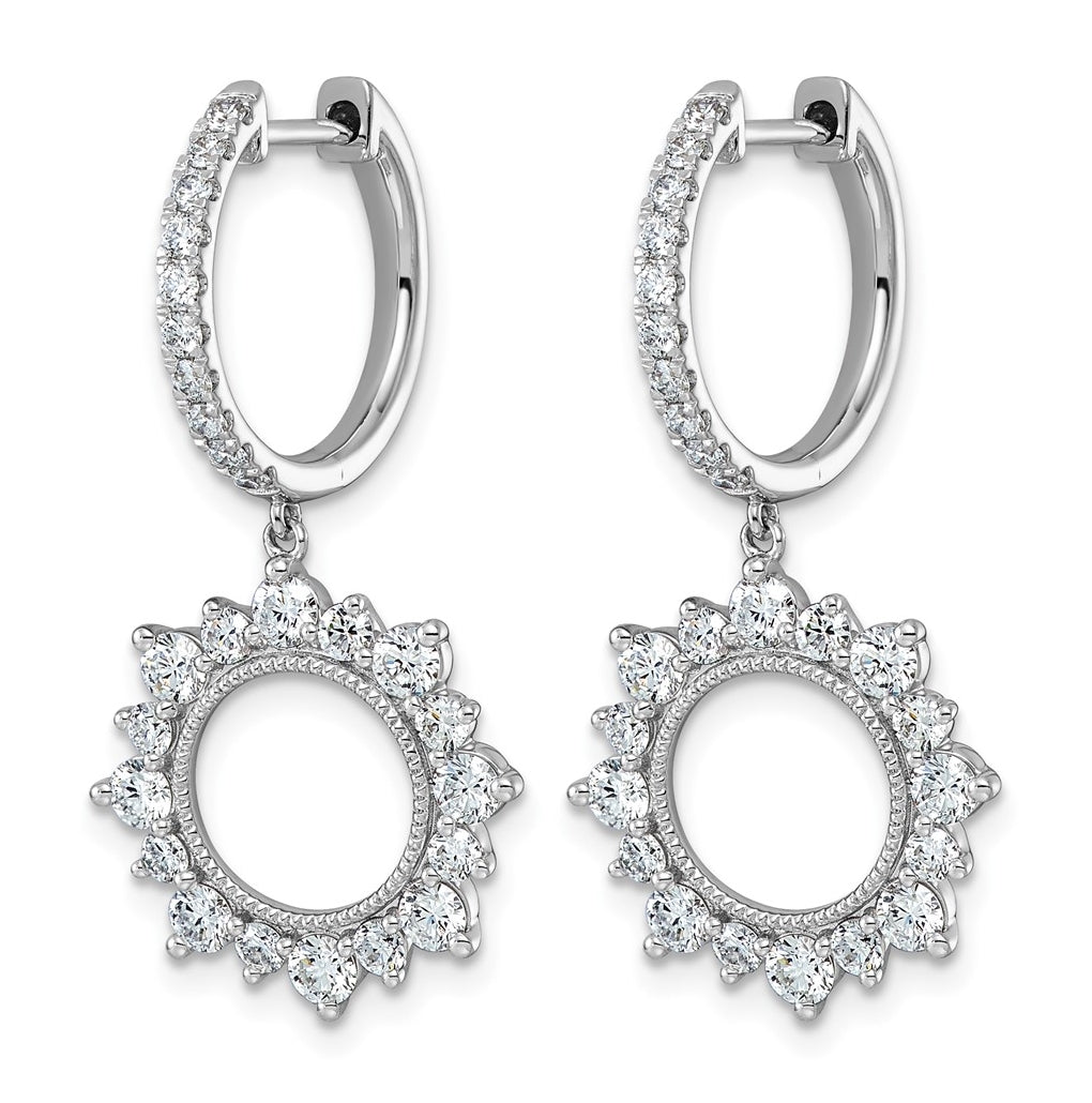 14K White Gold 2 ct Lab Grown Diamond VS+ F+ Dangle Complete Hoop Earrings – Elegant Jewelry Gift for Birthday, Anniversary, Engagement, Wedding
