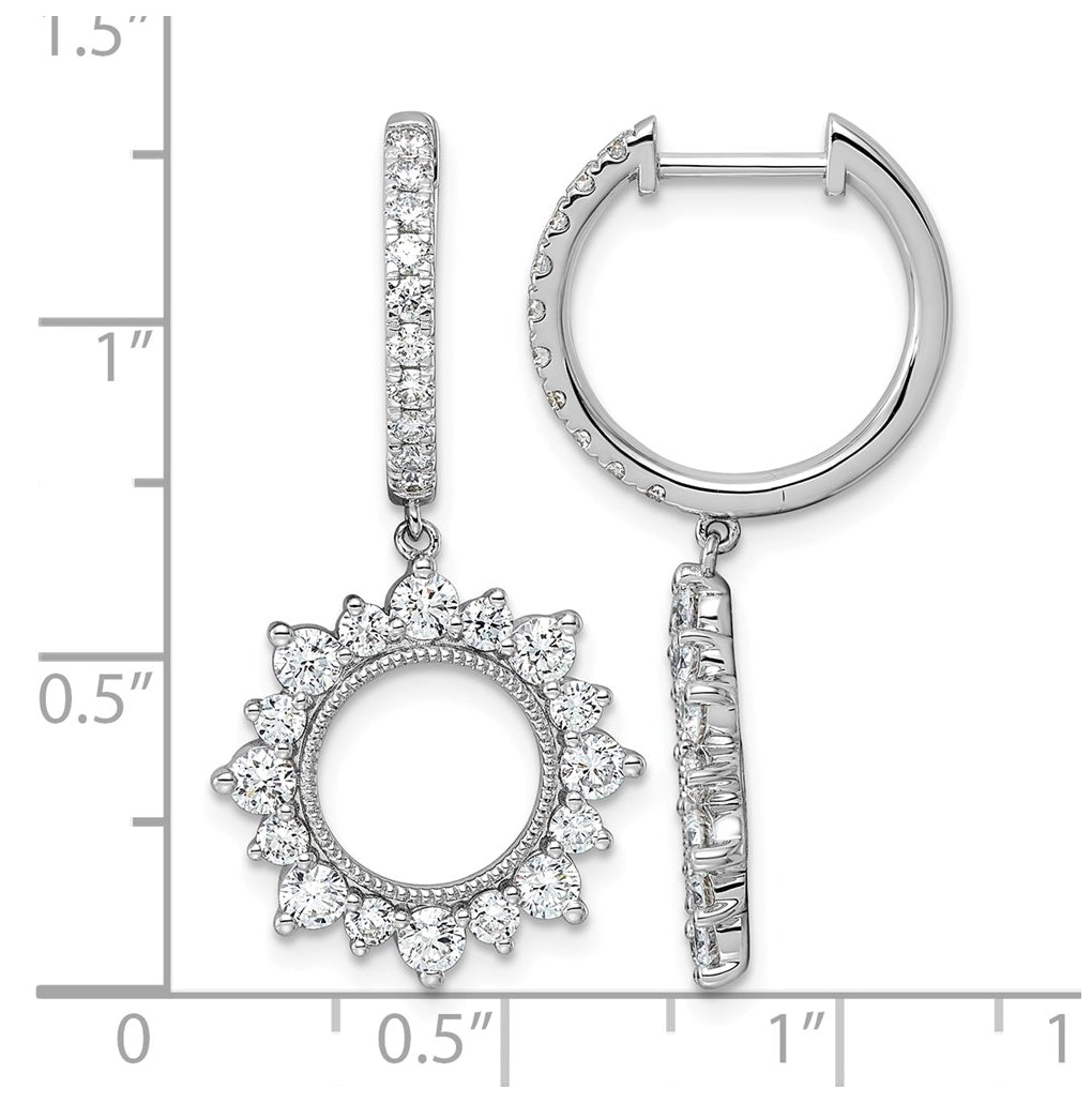 14K White Gold 2 ct Lab Grown Diamond VS+ F+ Dangle Complete Hoop Earrings – Elegant Jewelry Gift for Birthday, Anniversary, Engagement, Wedding