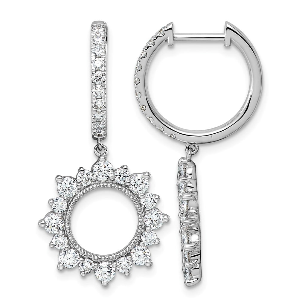 14K White Gold 2 ct Lab Grown Diamond VS+ F+ Dangle Complete Hoop Earrings – Elegant Jewelry Gift for Birthday, Anniversary, Engagement, Wedding