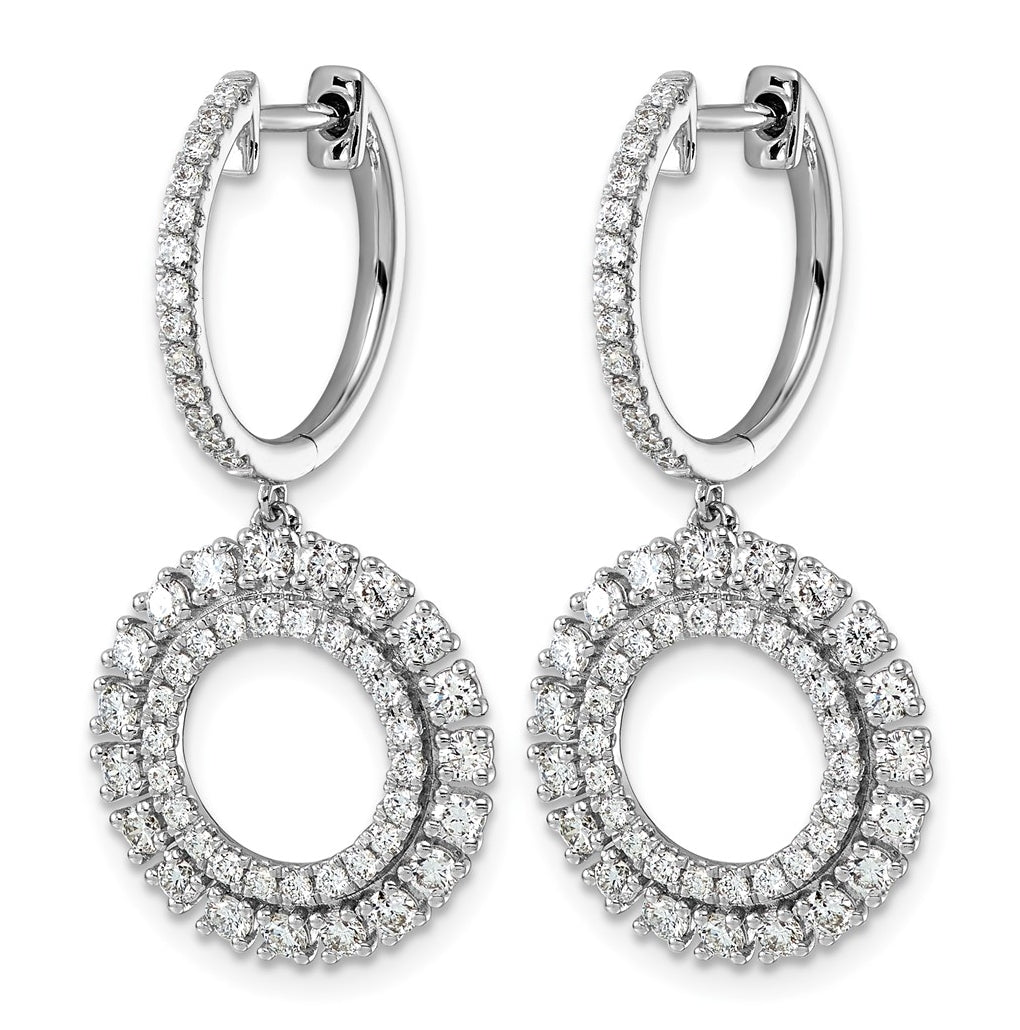 14K White Gold 1.5ct Lab Grown Diamond VS+ F+ Dangle Complete Hoop Earring – Elegant Jewelry Gift for Birthday, Anniversary, Engagement, Wedding