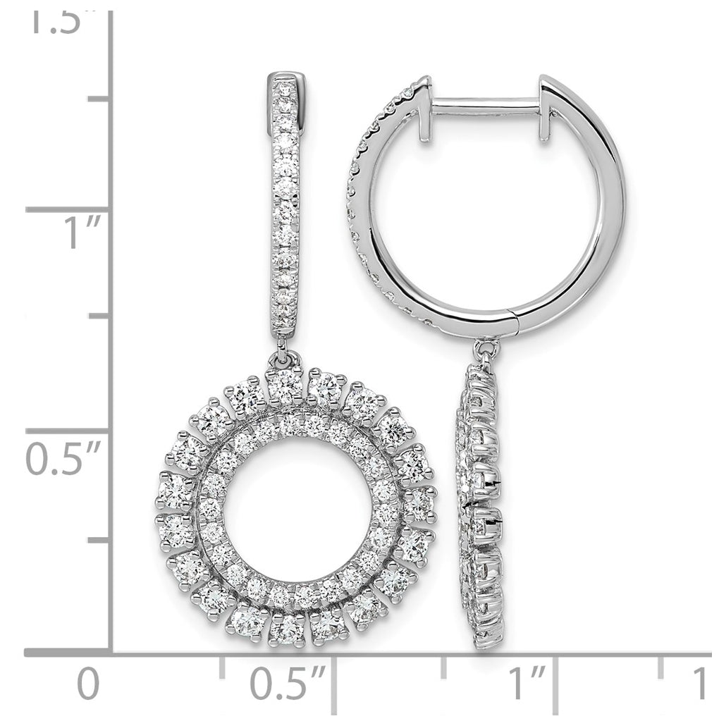 14K White Gold 1.5ct Lab Grown Diamond VS+ F+ Dangle Complete Hoop Earring – Elegant Jewelry Gift for Birthday, Anniversary, Engagement, Wedding