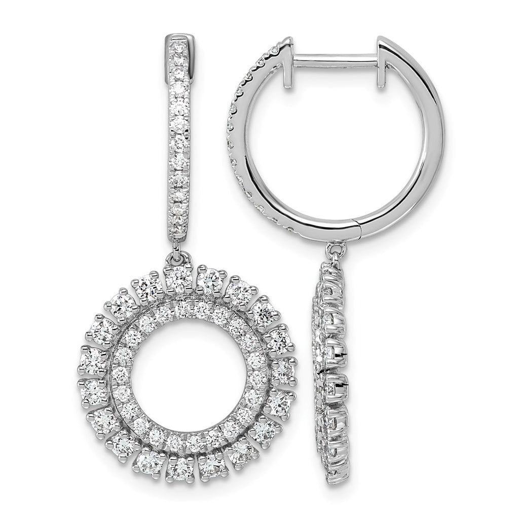 14K White Gold 1.5ct Lab Grown Diamond VS+ F+ Dangle Complete Hoop Earring – Elegant Jewelry Gift for Birthday, Anniversary, Engagement, Wedding