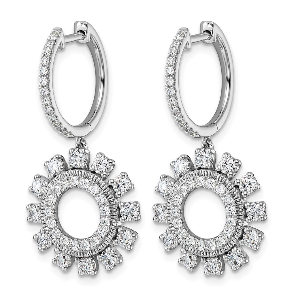 14K White Gold 2 Cttw Lab Grown Diamond VS+ F+ Dangle Complete Hoop Earrings – Elegant Jewelry Gift for Birthday, Anniversary, Engagement, Wedding