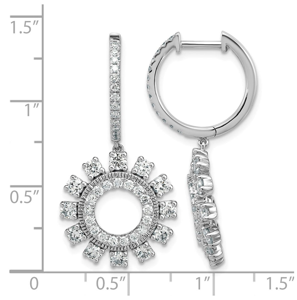 14K White Gold 2 Cttw Lab Grown Diamond VS+ F+ Dangle Complete Hoop Earrings – Elegant Jewelry Gift for Birthday, Anniversary, Engagement, Wedding