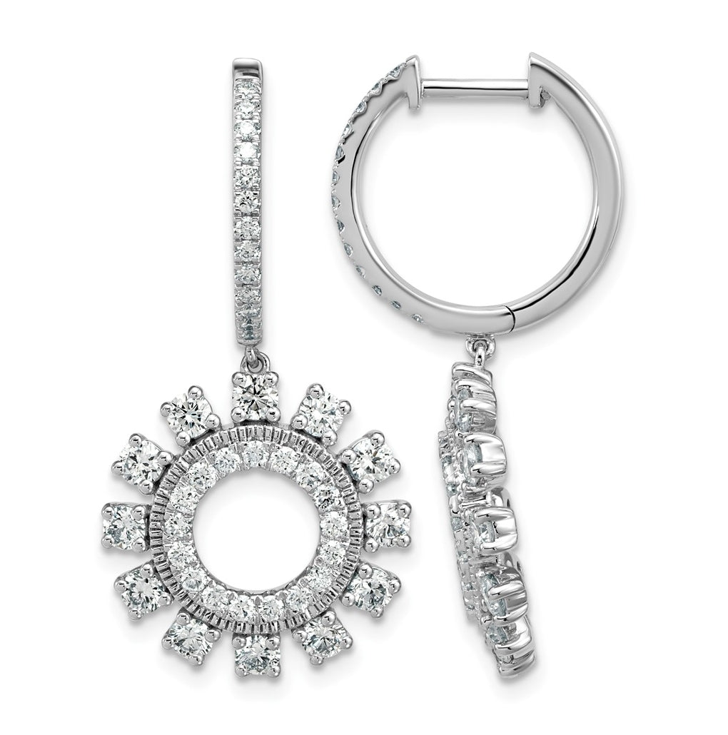 14K White Gold 2 Cttw Lab Grown Diamond VS+ F+ Dangle Complete Hoop Earrings – Elegant Jewelry Gift for Birthday, Anniversary, Engagement, Wedding
