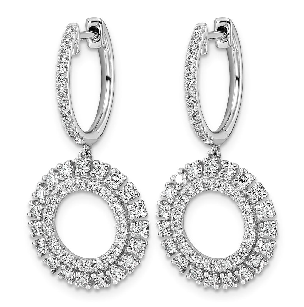 14K White Gold 1 1/2ct Lab Grown Diamond VS+ F+ Dangle Complete Hoop Earring – Elegant Jewelry Gift for Birthday, Anniversary, Engagement, Wedding