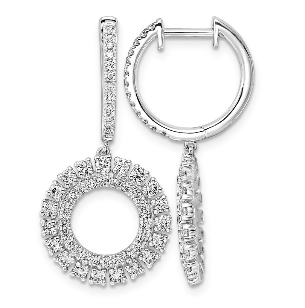 14K White Gold 1 1/2ct Lab Grown Diamond VS+ F+ Dangle Complete Hoop Earring – Elegant Jewelry Gift for Birthday, Anniversary, Engagement, Wedding
