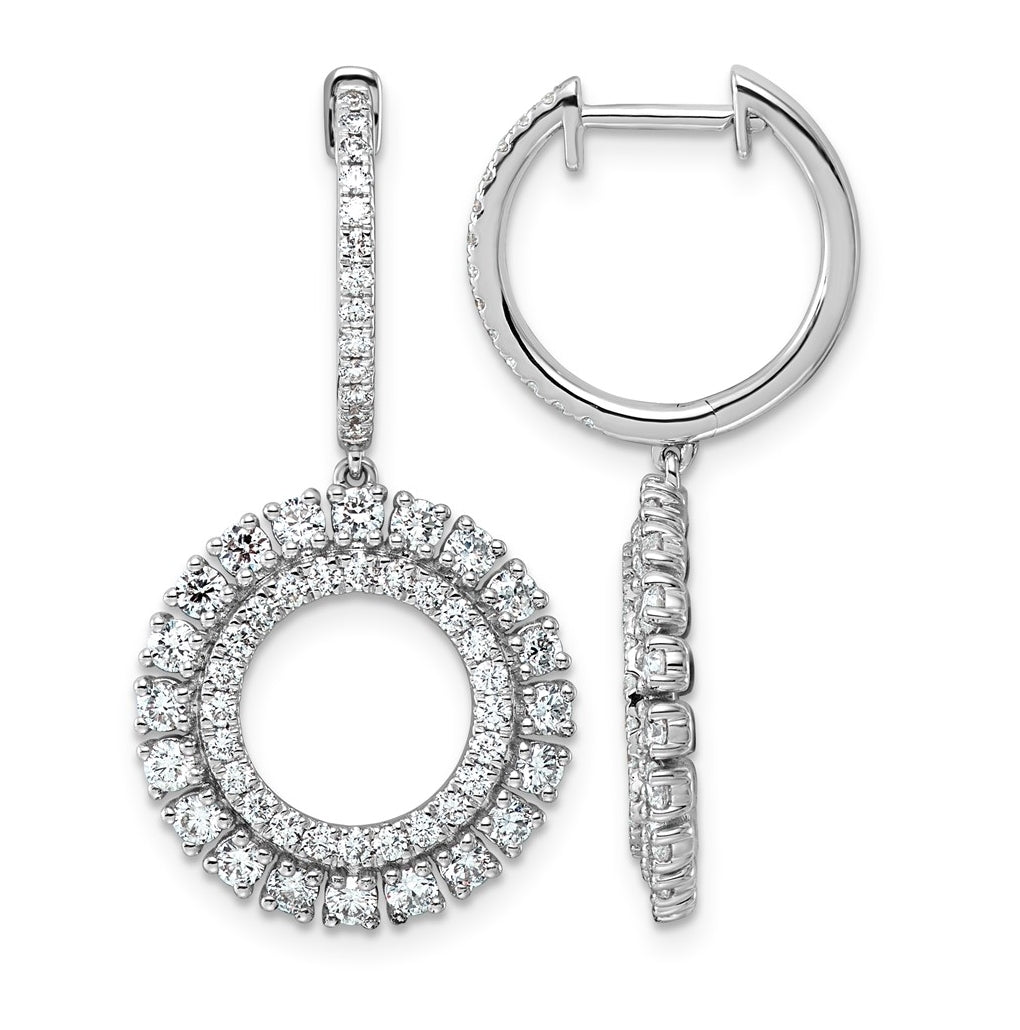 14K White Gold 2ct Lab Grown Diamond VS+ F+ Dangle Complete Hoop Earrings – Elegant Jewelry Gift for Birthday, Anniversary, Engagement, Wedding