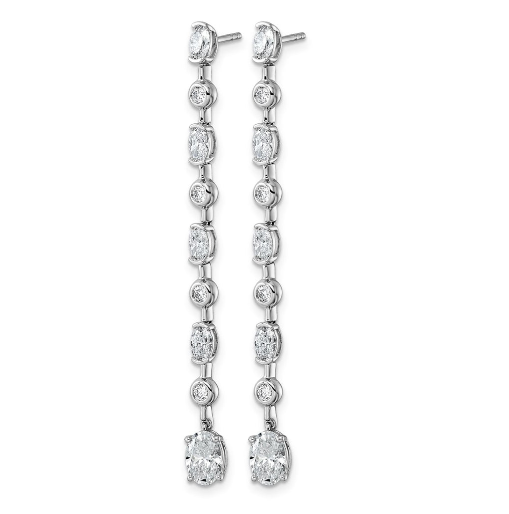 14K White Gold LabGrown Dia VS+ F+ Post Oval/Round Comp Drop Earrings – Elegant Jewelry Gift for Birthday, Anniversary, Engagement, Wedding