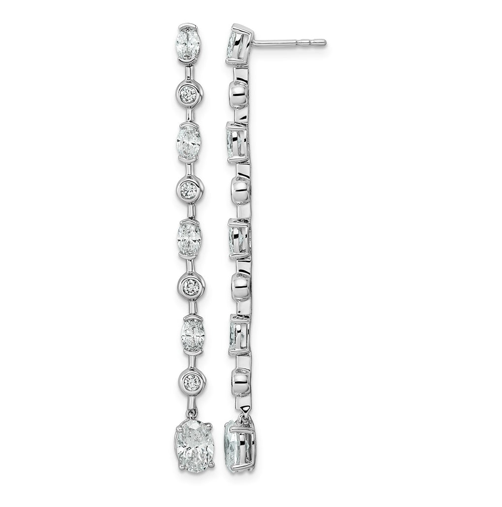 14K White Gold LabGrown Dia VS+ F+ Post Oval/Round Comp Drop Earrings – Elegant Jewelry Gift for Birthday, Anniversary, Engagement, Wedding