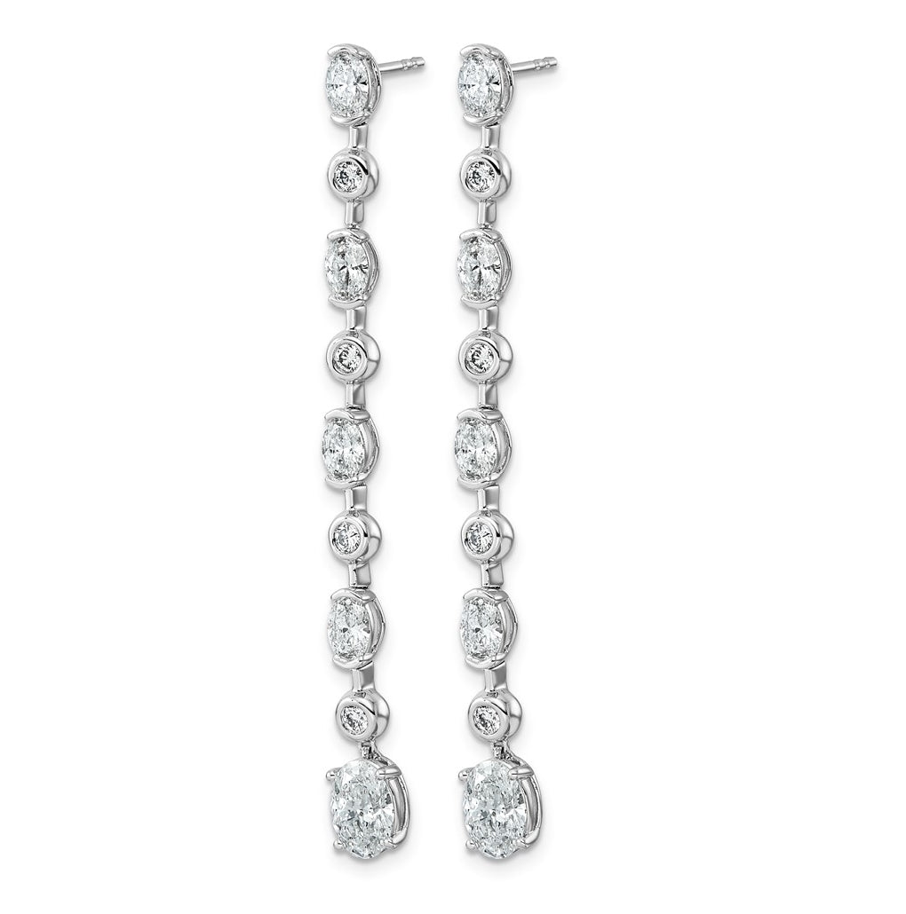 14K White Gold LabGrown Dia VS+ F+ Post Oval/Round Comp Drop Earrings – Elegant Jewelry Gift for Birthday, Anniversary, Engagement, Wedding
