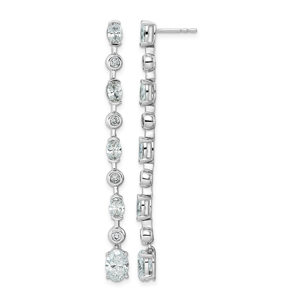 14K White Gold LabGrown Dia VS+ F+ Post Oval/Round Comp Drop Earrings – Elegant Jewelry Gift for Birthday, Anniversary, Engagement, Wedding