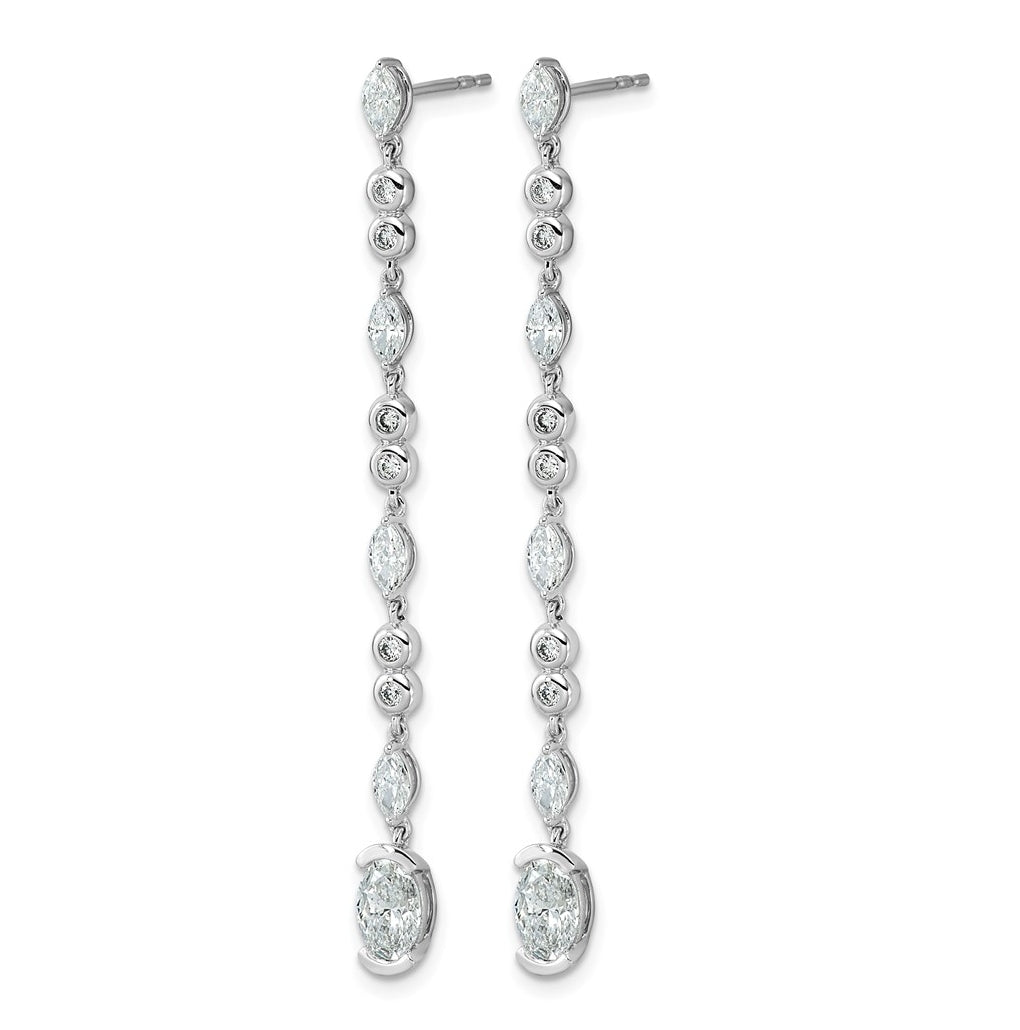 14K White Gold Lab Grown Dia VS+ F+ Post Oval/Round Comp Drop Earrings – Elegant Jewelry Gift for Birthday, Anniversary, Engagement, Wedding