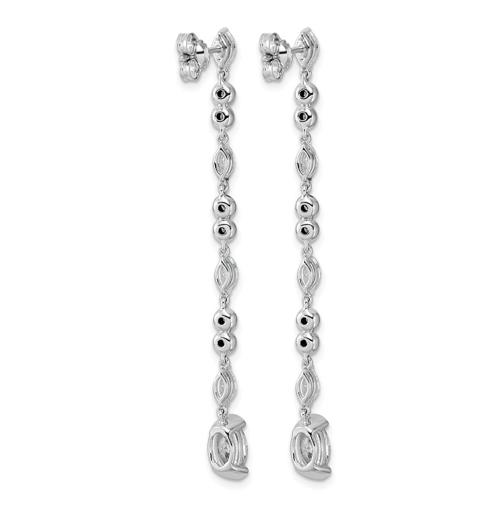 14K White Gold Lab Grown Dia VS+ F+ Post Oval/Round Comp Drop Earrings – Elegant Jewelry Gift for Birthday, Anniversary, Engagement, Wedding