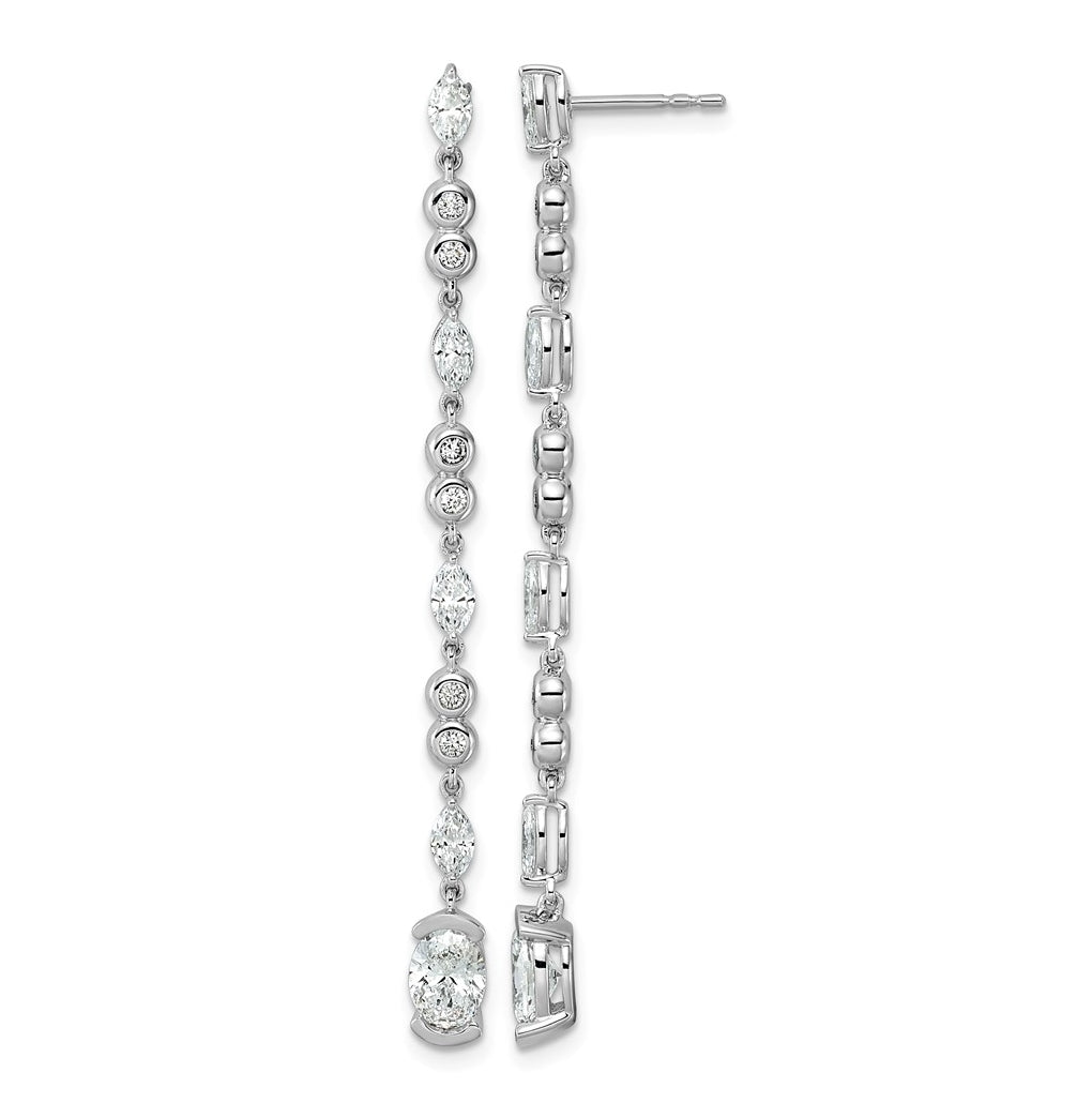 14K White Gold Lab Grown Dia VS+ F+ Post Oval/Round Comp Drop Earrings – Elegant Jewelry Gift for Birthday, Anniversary, Engagement, Wedding