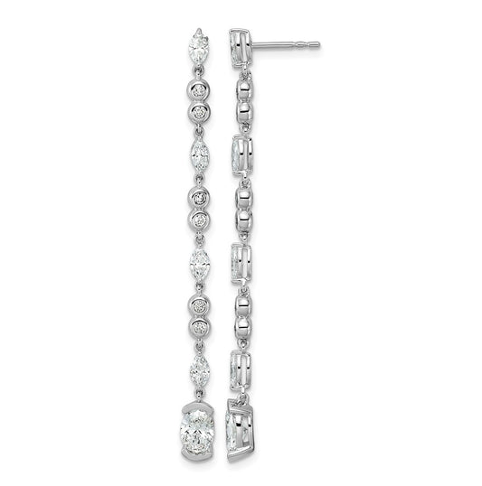 14K White Gold Lab Grown Dia VS+ F+ Post Oval/Round Comp Drop Earrings – Elegant Jewelry Gift for Birthday, Anniversary, Engagement, Wedding