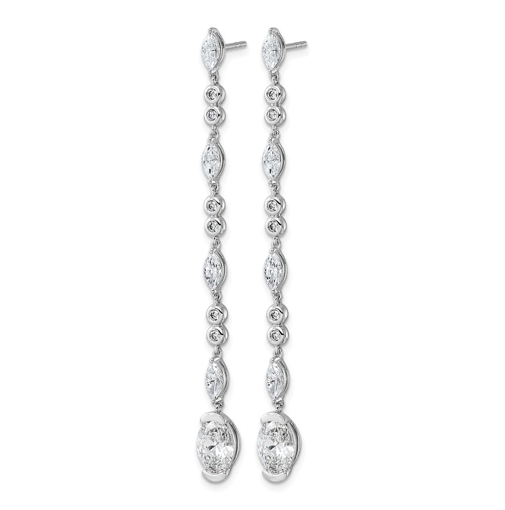 14K White Gold Lab Grown Dia VS+ F+ Post Oval/Round Comp Drop Earrings – Elegant Jewelry Gift for Birthday, Anniversary, Engagement, Wedding